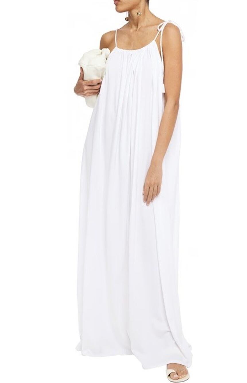 The Row Dresia Cotton Jersey Maxi Dress in White sz S